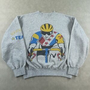 Vintage Coca-Cola Cycling Team Sweatshirt Mens Large AOP Big Print Pullover 80s‎